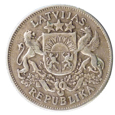 LATVIA, 2 Lati, 1925, KM #8, EF(40-45), Silver, 27, 10.00