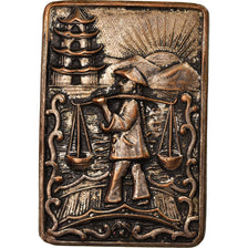 Chine, Médaille, Pince ancienne, Porteur Chinois, Soleil Levant, TTB, Silvered