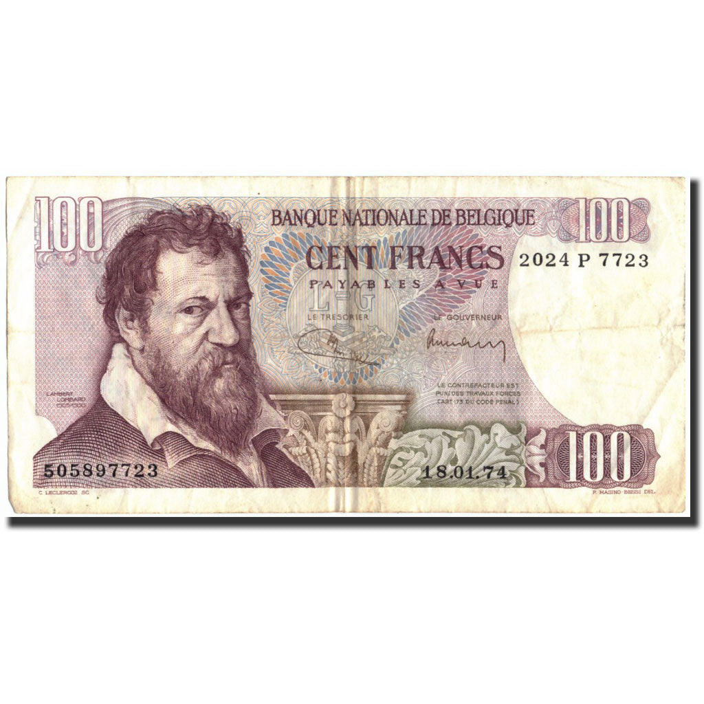 Banknote, Belgium, 100 Francs, 1974, 1974-01-18, KM:134b, VF(20-25)