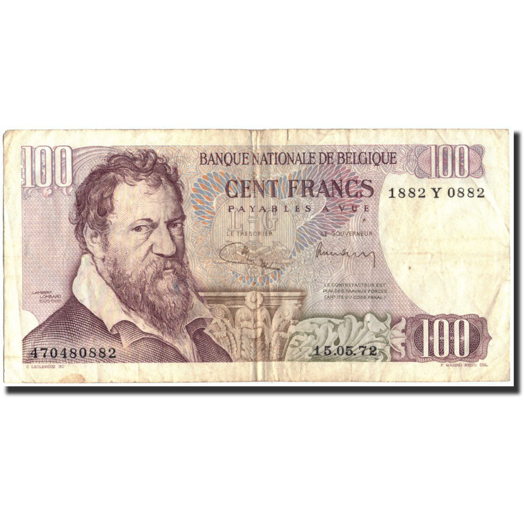 Banknote, Belgium, 100 Francs, 1972, 1972-05-15, KM:134b, VF(20-25)