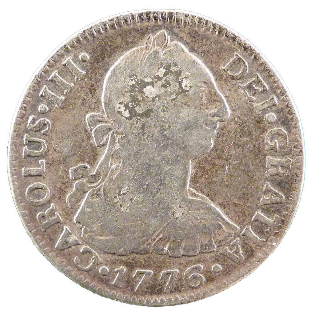 Mexico, 2 Réales, 1776, Mexico, KM #88.2, VF(20-25), Silver, 6.50