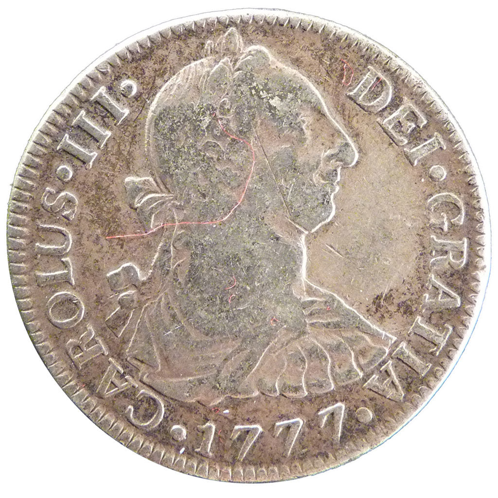 MEXICO, 2 Reales, 1777, Mexico City, KM #88.2, VF(20-25), Silver, 6.70