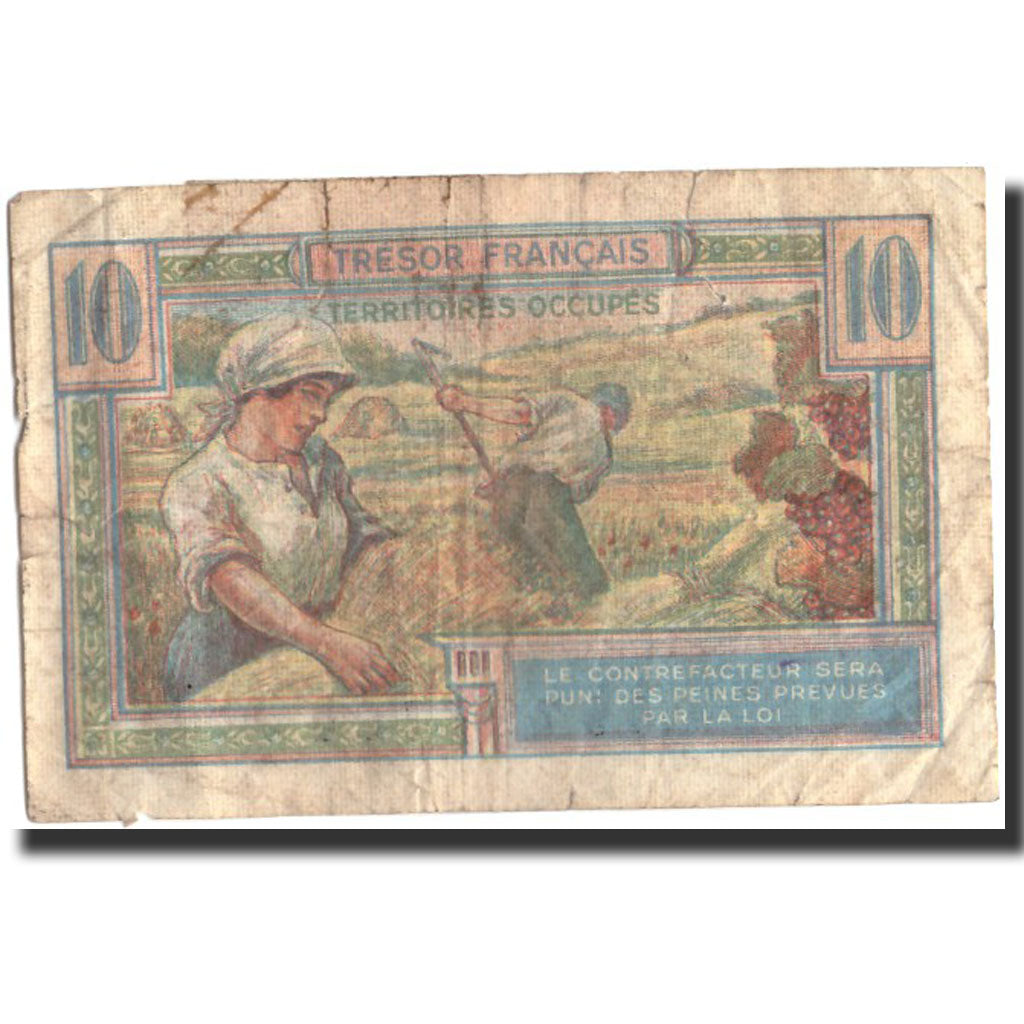 France, 10 Francs, 1947 French Treasury, 1947, 1947, B, Fayette:VF30.1, KM:M7a