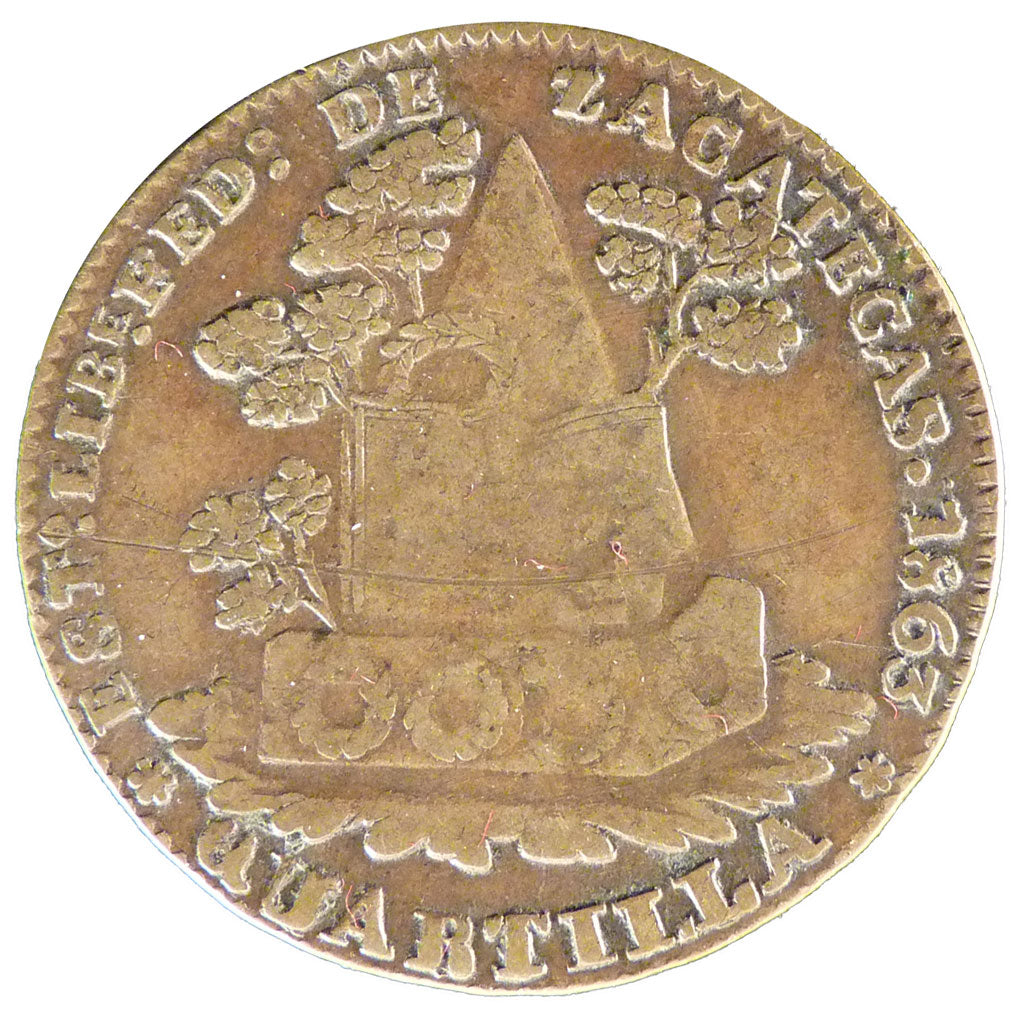 MEXICO, 1/4 Real, Un Quarto/Una Quartilla, 1863, Zacatecas, KM #366, EF(40-45),.
