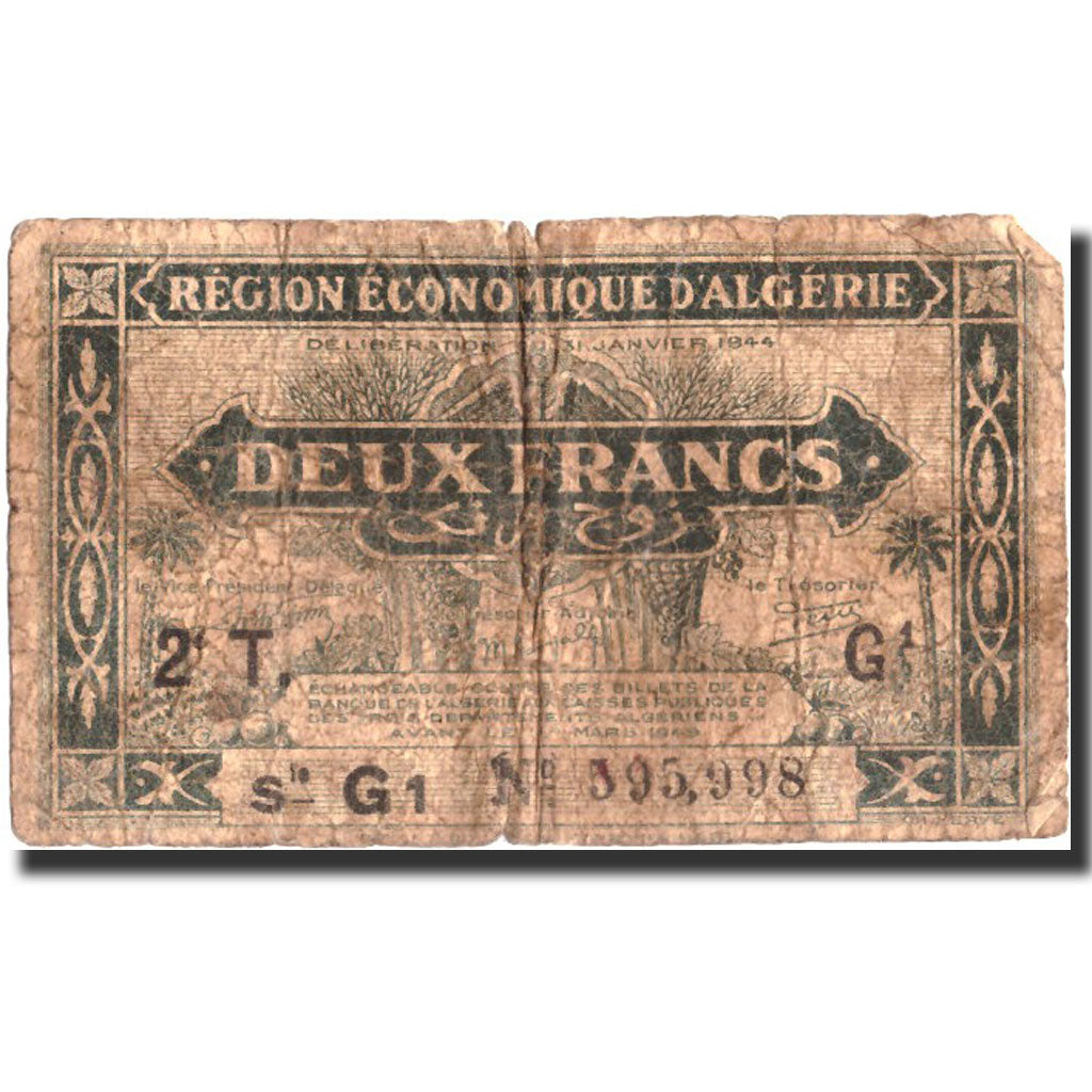 Geldschein, Algeria, 2 Francs, 1944, 1944, KM:99a, SGE