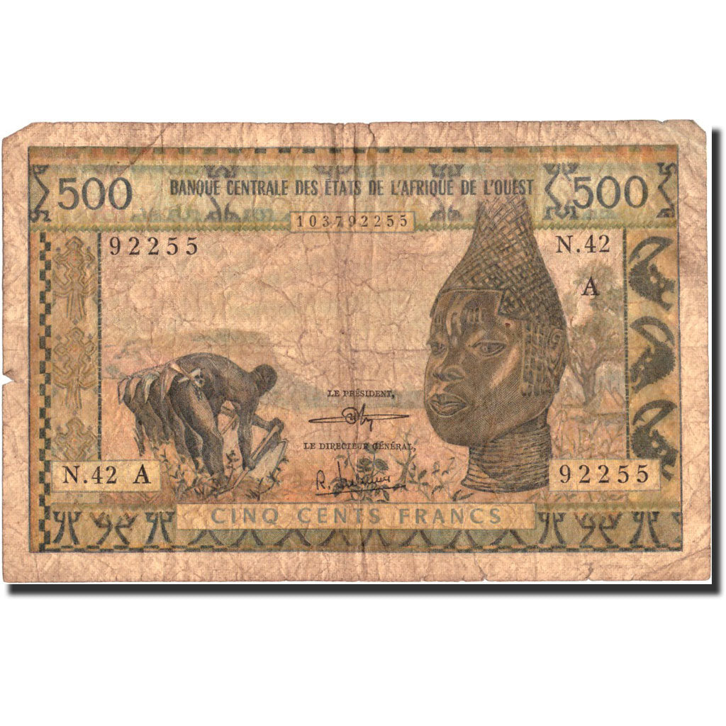 Banknote, French West Africa, 500 Francs, KM:47a, F(12-15)