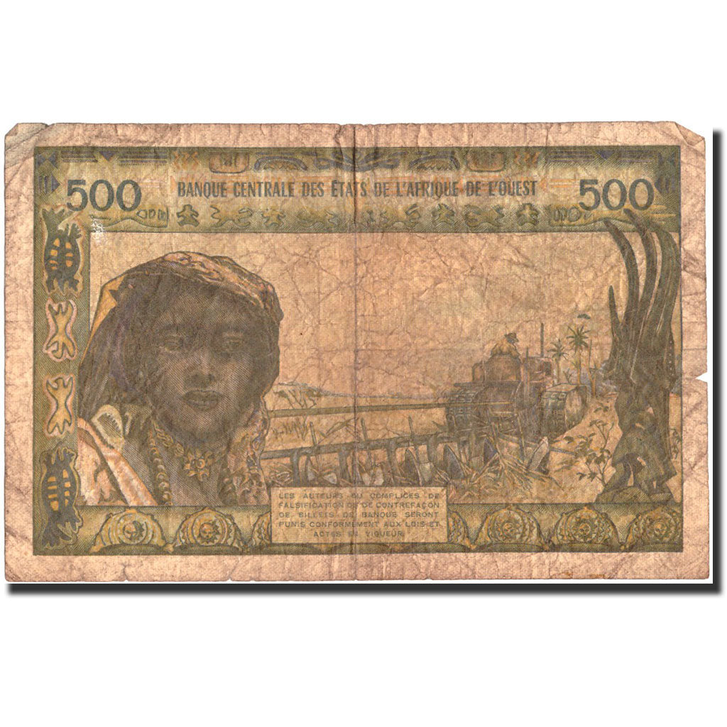 Banknote, French West Africa, 500 Francs, KM:47a, F(12-15)