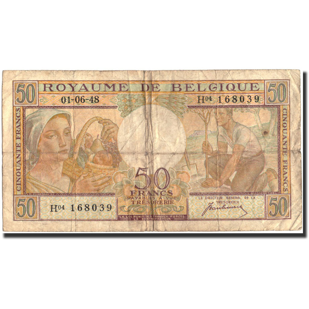Banknote, Belgium, 50 Francs, 1948, 1948-06-01, KM:133a, VF(20-25)