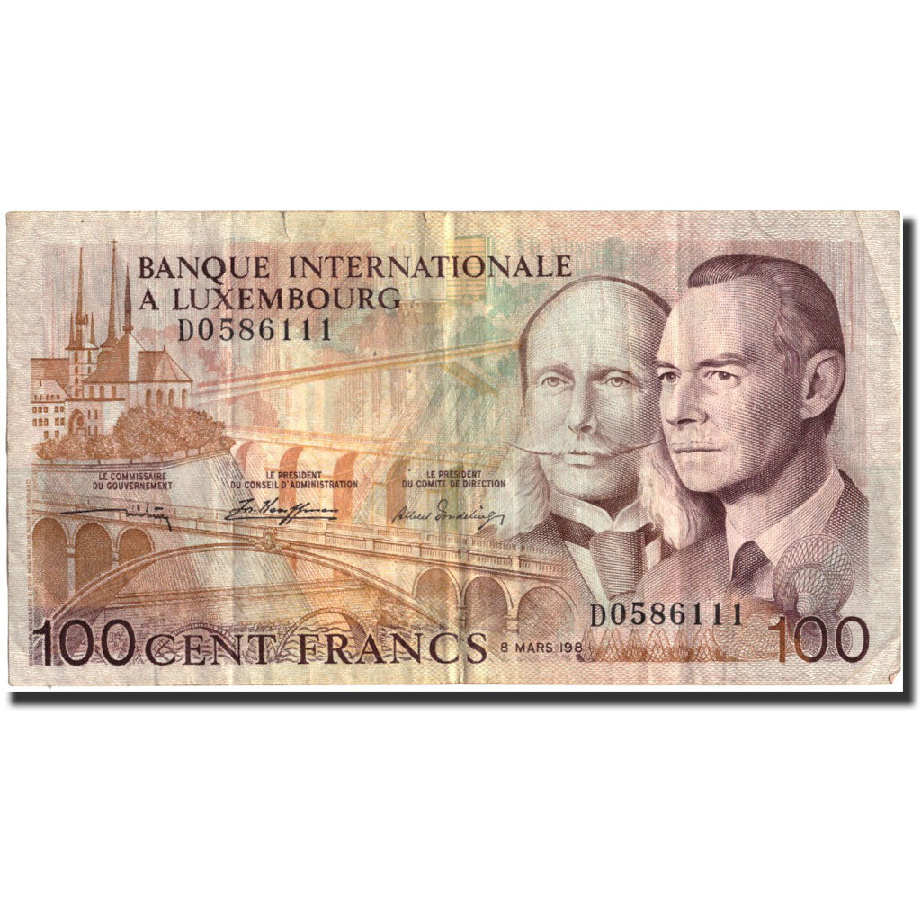 Geldschein, Luxemburg, 100 Francs, 1981, 1981-03-08, KM:14A, SS