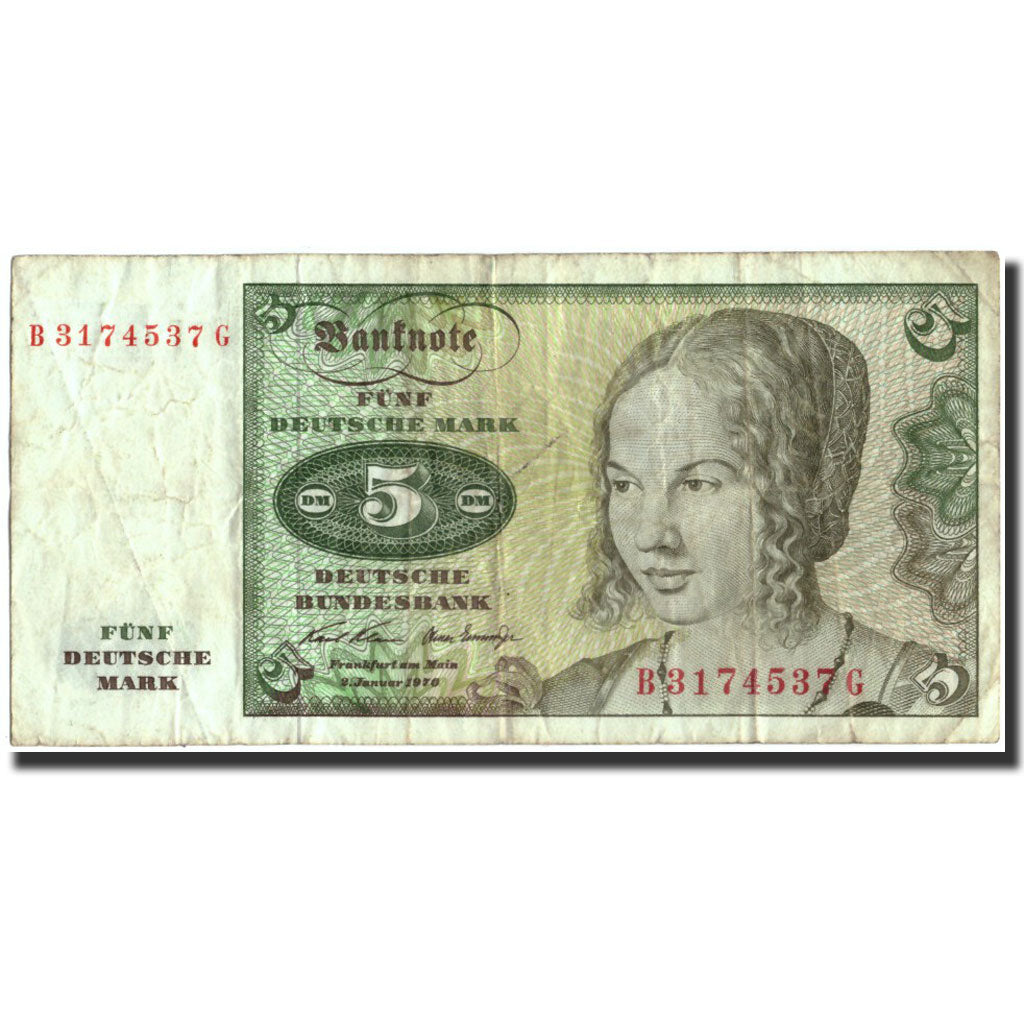 Geldschein, Bundesrepublik Deutschland, 5 Deutsche Mark, 1970, 1970-01-02
