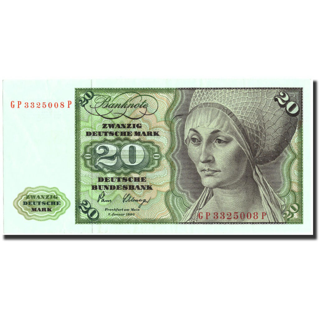 Banconote, GERMANIA - REPUBBLICA FEDERALE, 20 Deutsche Mark, 1980, 1980-01-02
