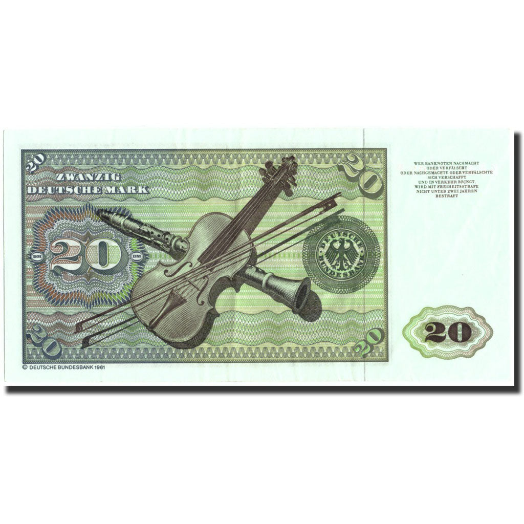 Banconote, GERMANIA - REPUBBLICA FEDERALE, 20 Deutsche Mark, 1980, 1980-01-02