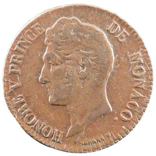 Monaco, 5 Centimes, 1837, Monte Carlo, EF(40-45), Bronze, Gadoury #102, 9.50