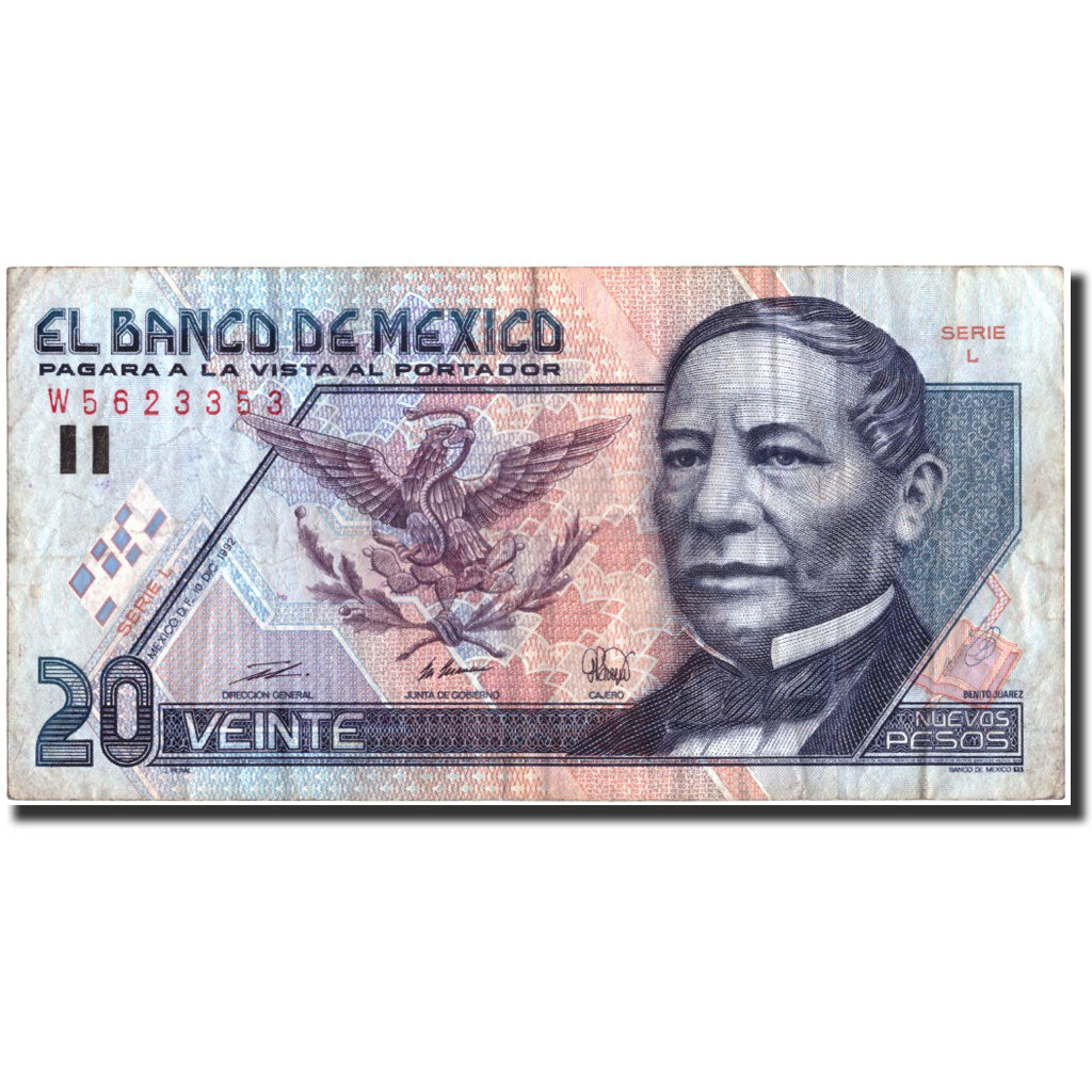 Geldschein, Mexiko, 20 Pesos, 1992, 1992, KM:116a, SS