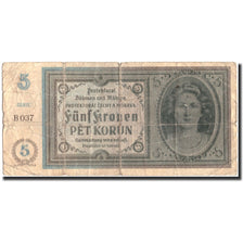 Banconote, Boemia e Moravia, 5 Korun, 1940, Undated (1940), KM:4a, B
