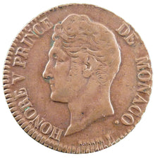Monaco, 5 Centimes, 1837, Monte Carlo, VF(30-35), Bronze, Gadoury #102, 8.60