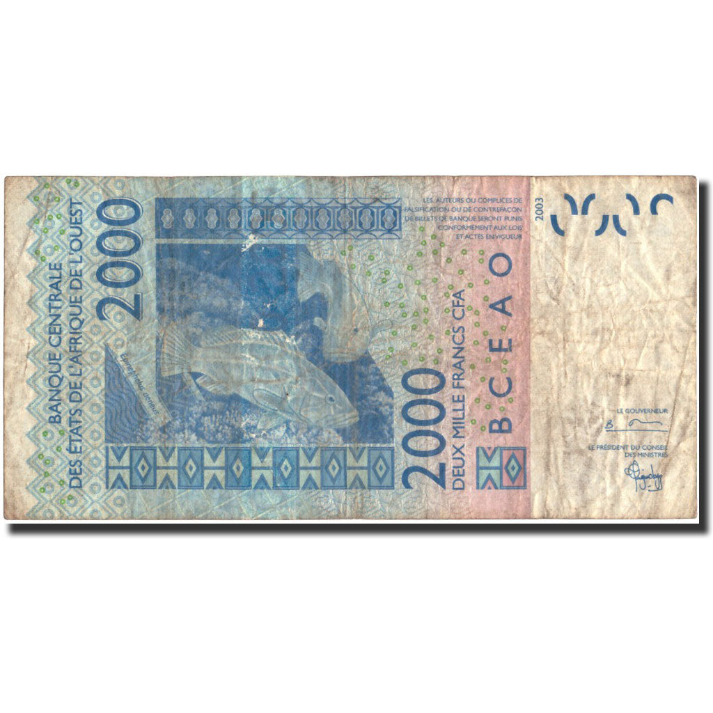 Banknote, West African States, 2000 Francs, 2003, 2003, KM:716Ka, VF(20-25)