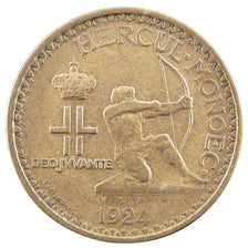 Monaco, 2 Francs, 1924, Poissy, EF(40-45), Aluminium-Bronze, Gadoury #129, 7.80