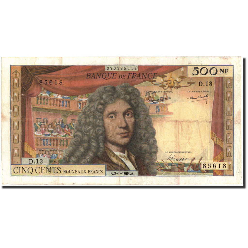 France, 500 Nouveaux Francs, 500 NF 1959-1966 ''Molière'', 1964, 1964-01-02