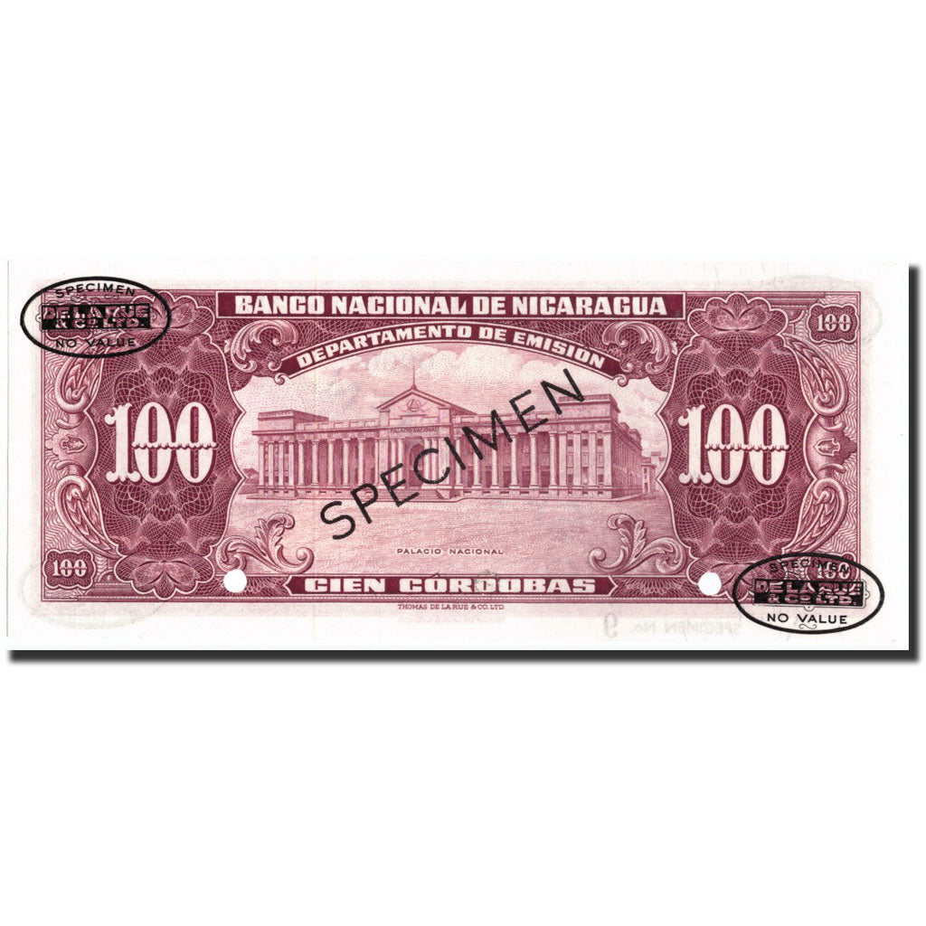 Billet, Nicaragua, 100 Cordobas, 1957, 1957, Specimen, KM:104s, NEUF
