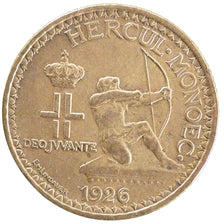 Monaco, 2 Francs, 1926, Poissy, AU(50-53), Aluminium-Bronze, Gadoury #130, 8.10