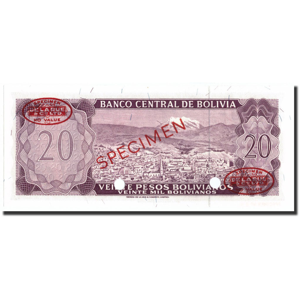 Banknote, Bolivia, 20 Pesos Bolivianos, 1962, KM:161s, UNC(65-70)