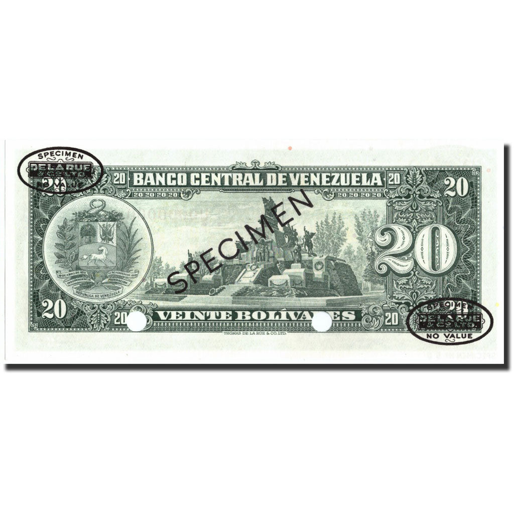 Banconote, Venezuela, 20 Bolivares, 1960-1966, Specimen, KM:43s3, FDS