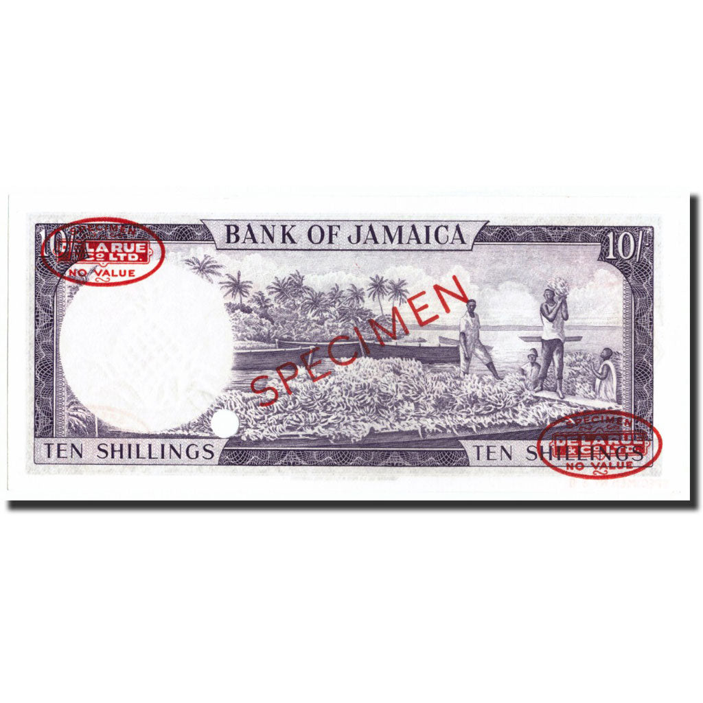 Banknote, Jamaica, 10 Shillings, 1964, 1964, Specimen TDLR, KM:51Bb, UNC(65-70)