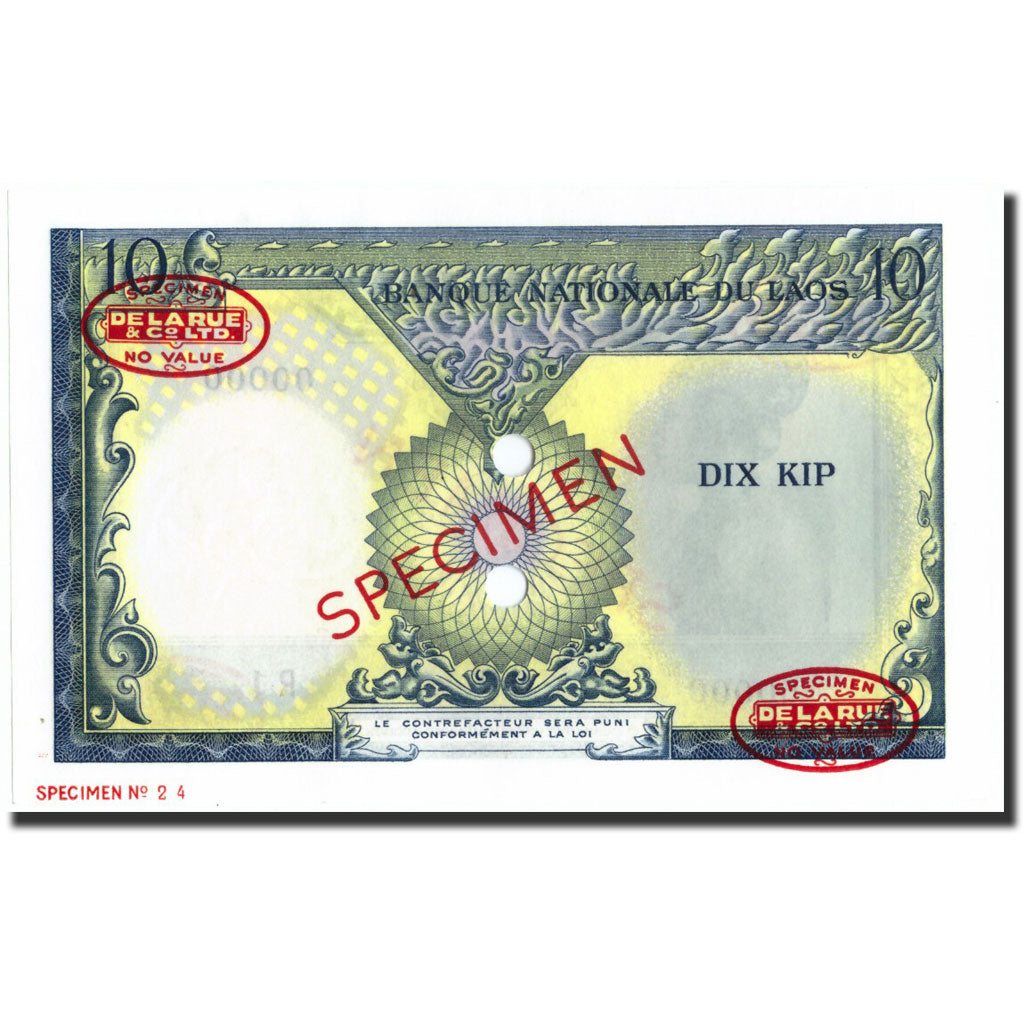 Banconote, Laos, 10 Kip, 1962, Specimen, KM:10s2, FDS