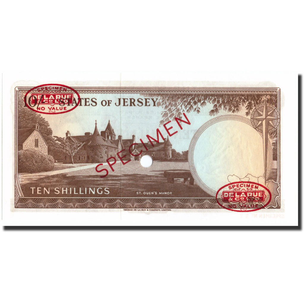 Banknote, Jersey, 10 Shillings, 1963, 1963, Specimen TDLR, KM:7s, UNC(65-70)