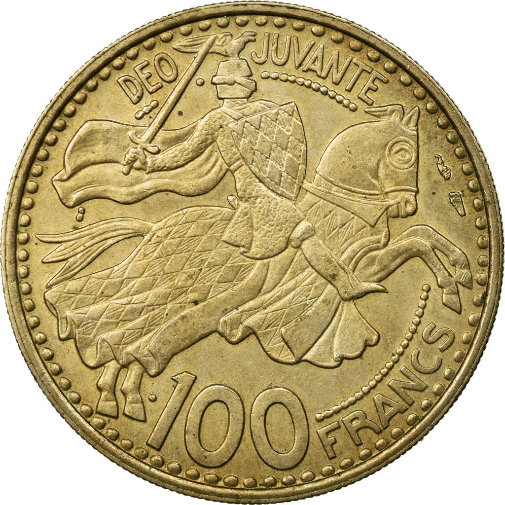 Coin, Monaco, Rainier III, 100 Francs, Cent, 1950, AU(50-53), Copper-nickel
