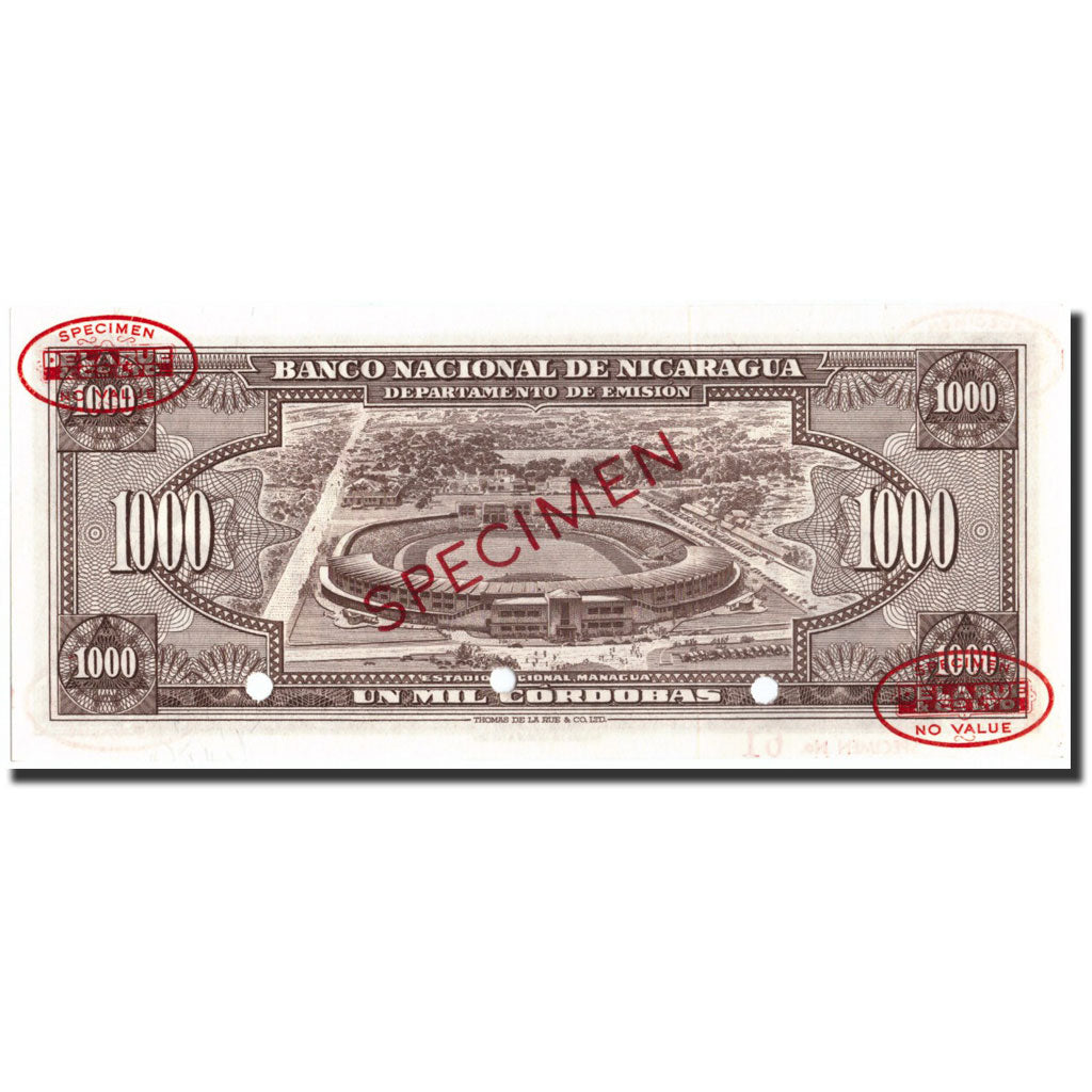 Banknote, Nicaragua, 1000 Cordobas, 1953, Specimen TDLR, KM:106s, UNC(65-70)