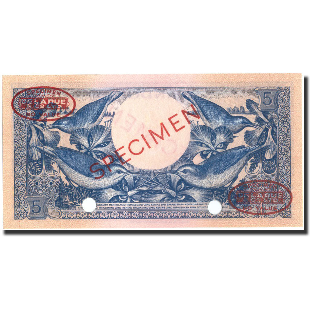 Banknote, Indonesia, 5 Rupiah, 1959, Specimen TDLR, KM:65, UNC(65-70)
