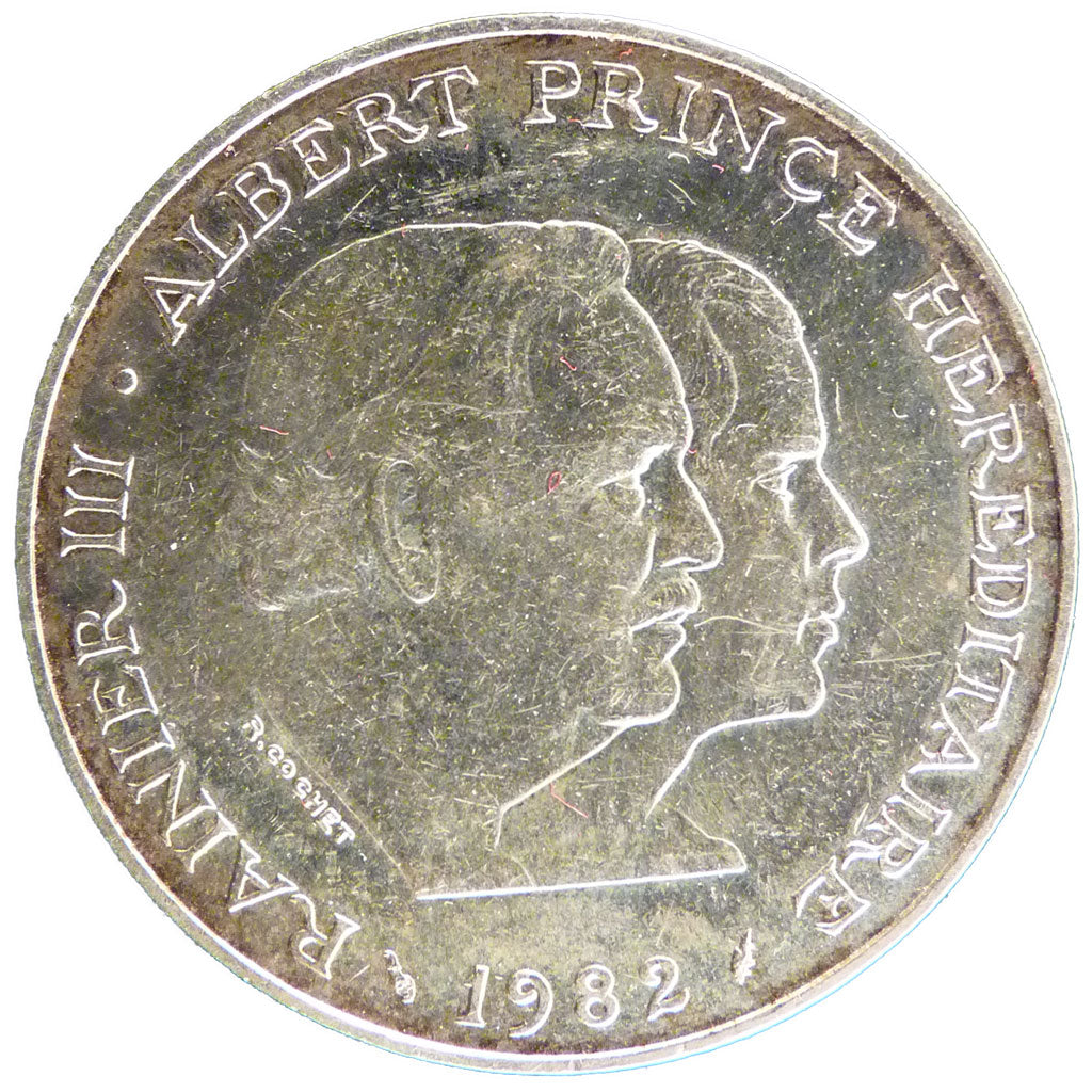 Monaco, 100 Francs, 1982, AU(55-58), Silver, Gadoury #163, 15.00
