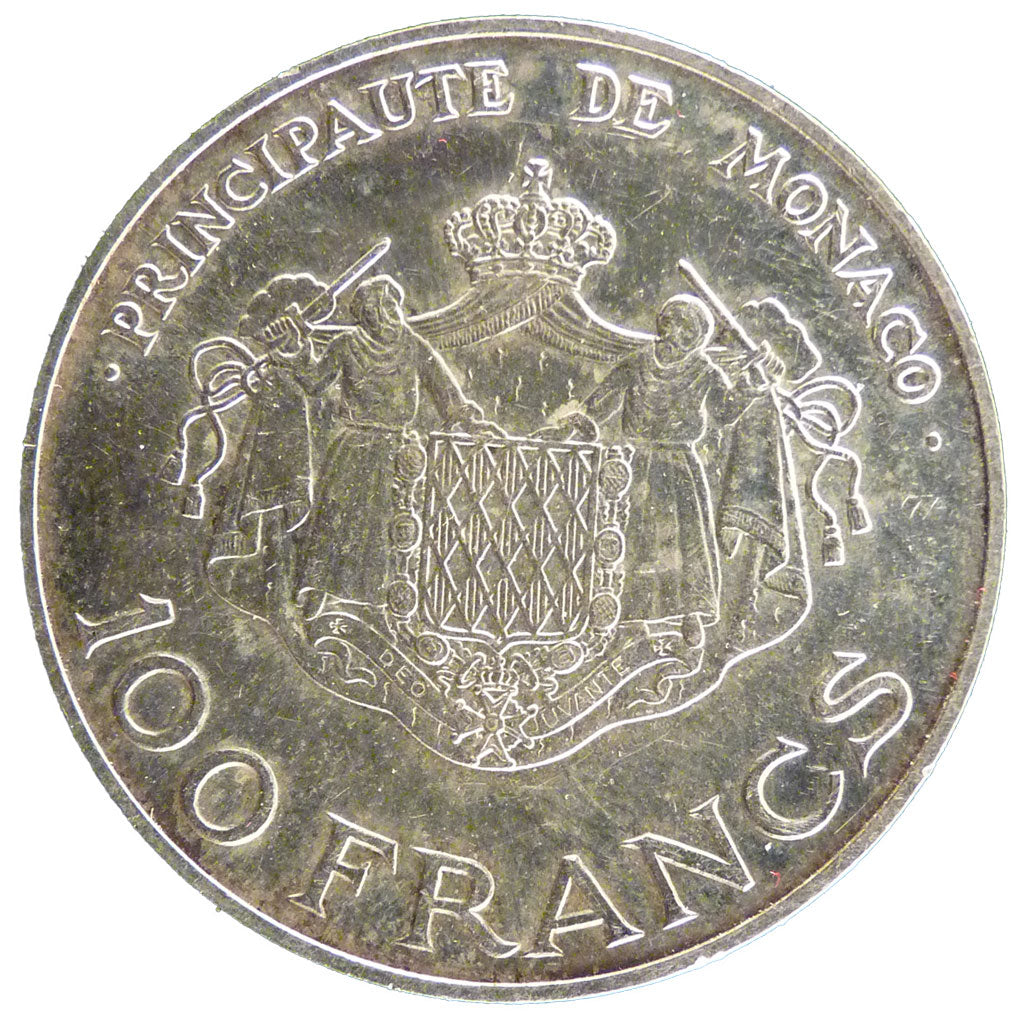 Monaco, 100 Francs, 1982, AU(55-58), Silver, Gadoury #163, 15.00