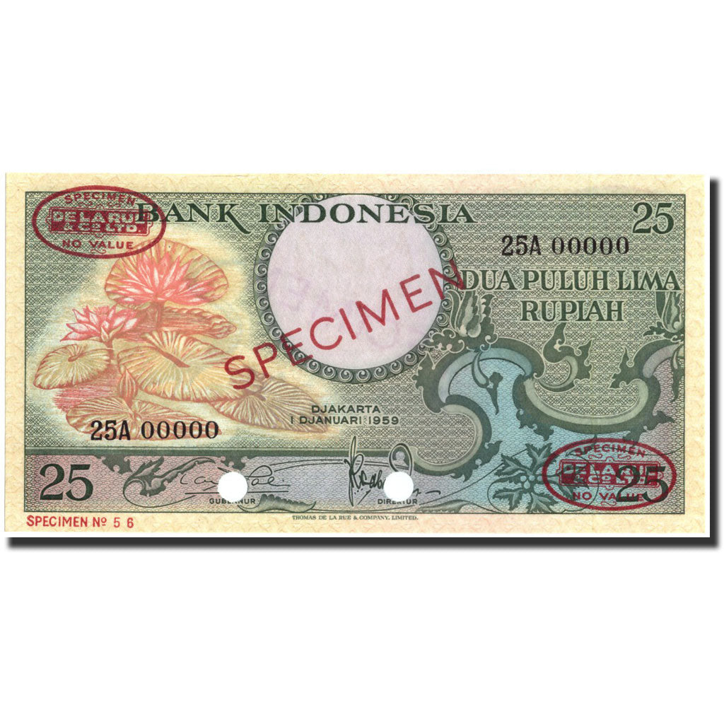 Geldschein, Indonesien, 25 Rupiah, 1959, Specimen, KM:67s, UNZ