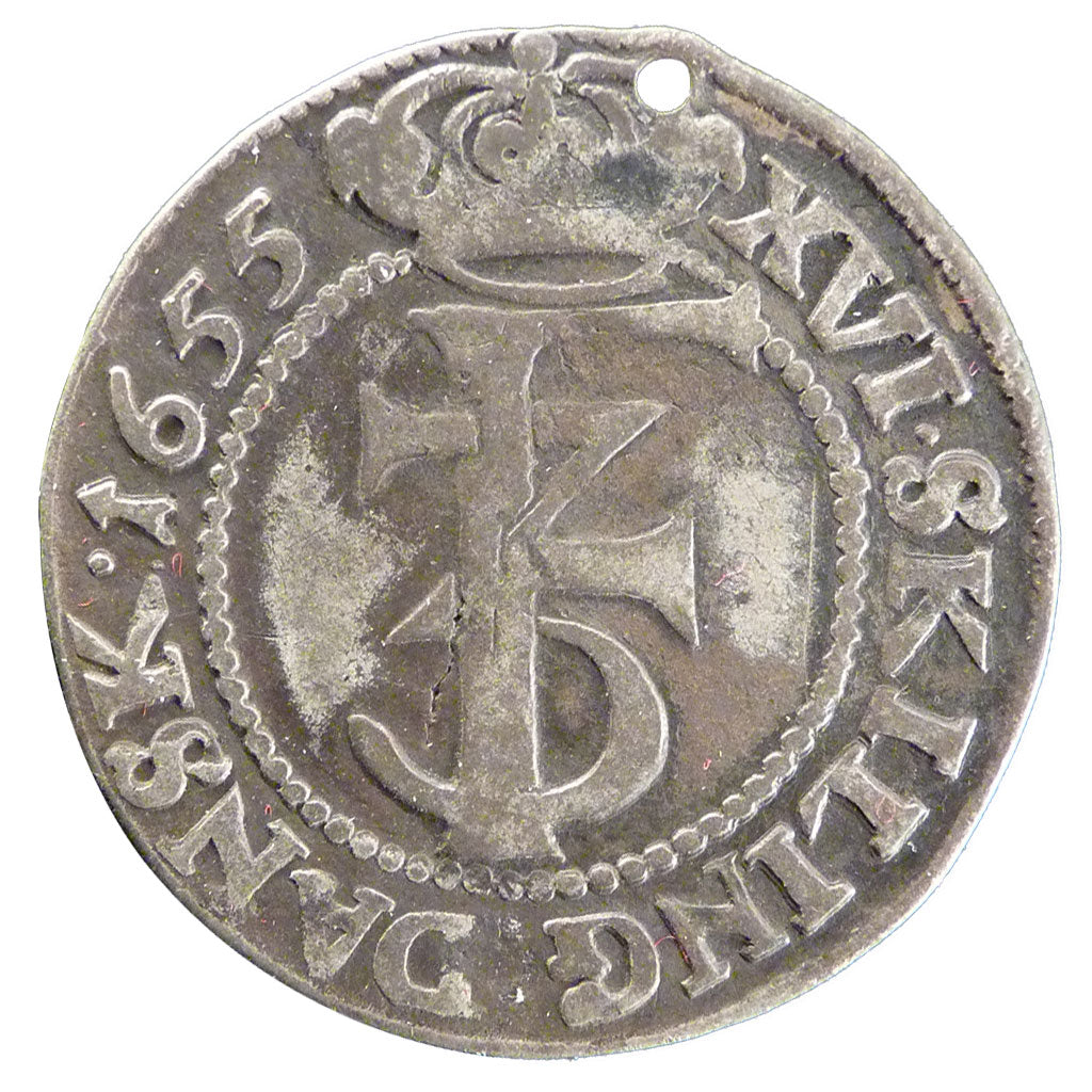 Norway, 16 Skilling, 1655, KM #32.1, F(12-15), Silver, 5.30