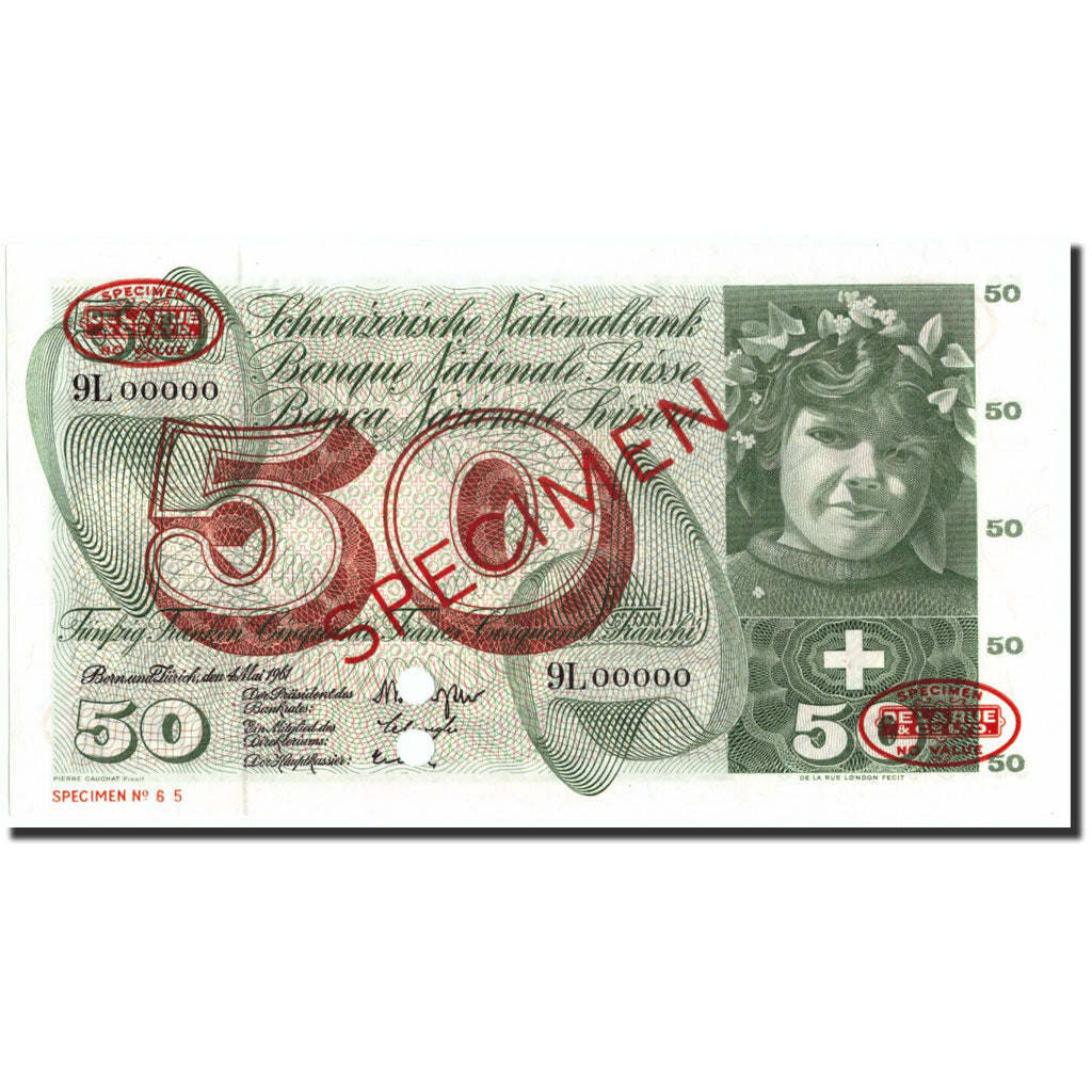 Banknote, Switzerland, 50 Franken, 1961, Specimen TDLR, KM:48a, UNC(65-70)