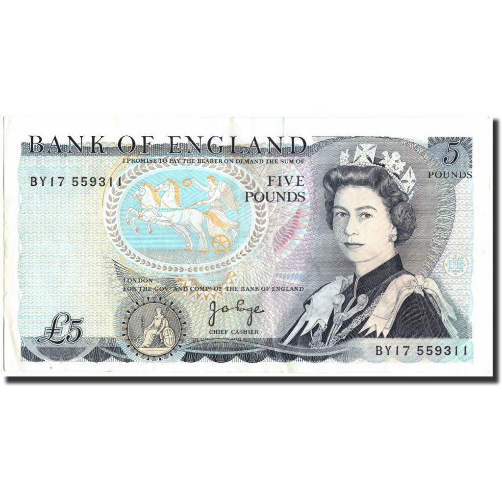 Banknote, Great Britain, 5 Pounds, Undated (1971-91), KM:378b, AU(55-58)