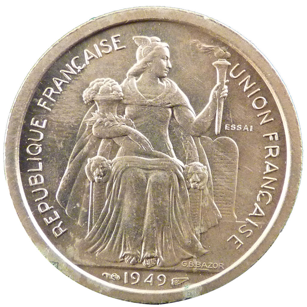 New Caledonia, 2 Francs, 1948, MS(65-70), Nickel-Bronze, Lecompte #54, 10.00