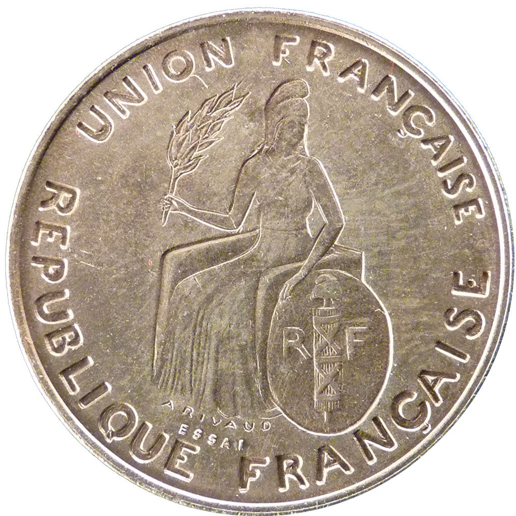 NEW CALEDONIA, 2 Francs, 1948, Paris, KM #E6, AU(55-58), Nickel-Bronze, Gadoury.