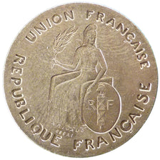 French Oc&eacute;ania, 2 Francs, 1948, AU(55-58), Nickel-Bronze, Lecompte #11,..