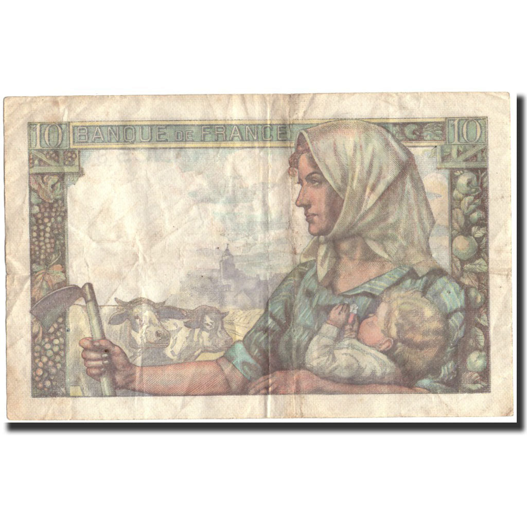 Francia, 10 Francs, 10 F 1941-1949 ''Mineur'', 1943, 1943-03-25, MB+, KM:99e
