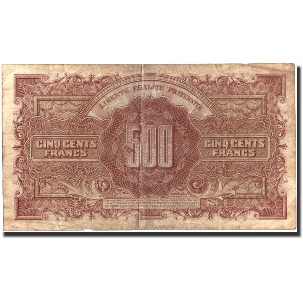 France, 500 Francs, 1943-1945 Marianne, 1945, 1945, TB, Fayette:VF11.1, KM:106