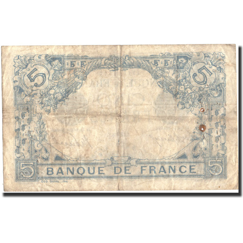 Francia, 5 Francs, 5 F 1912-1917 ''Bleu'', 1916, 1916-08-07, MB, Fayette:2.42