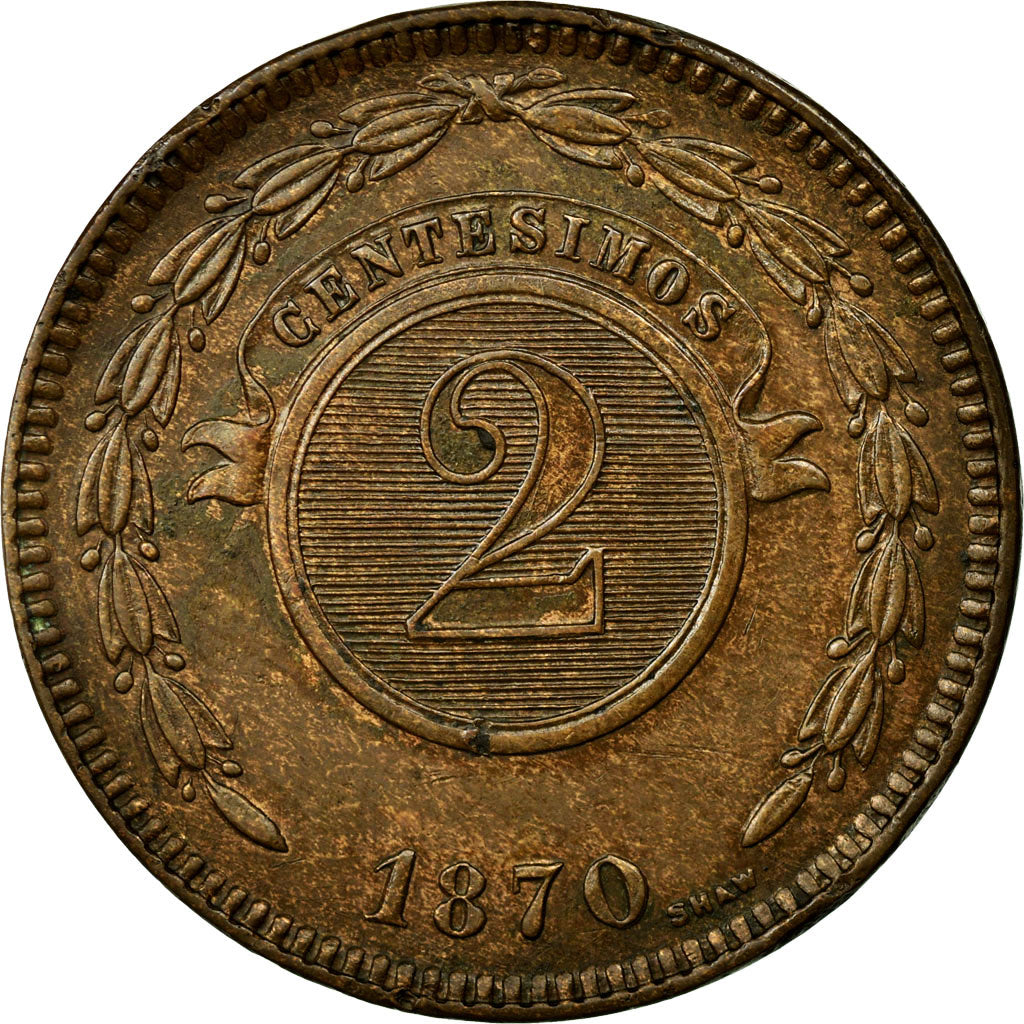 Monnaie, Paraguay, 2 Centesimos, 1870, SUP, Cuivre, KM:3