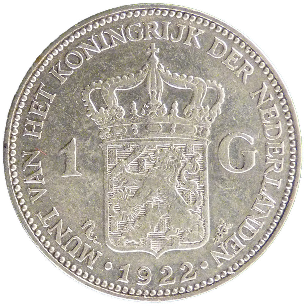 Netherlands, 1 Gulden, 1922, KM #161.1, EF(40-45), Silver, 28, 10.00