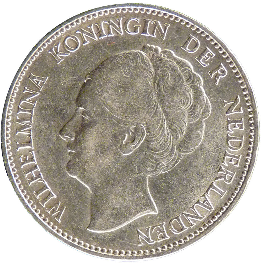 NETHERLANDS, Gulden, 1924, KM #161.1, AU(50-53), Silver, 28, 10.00