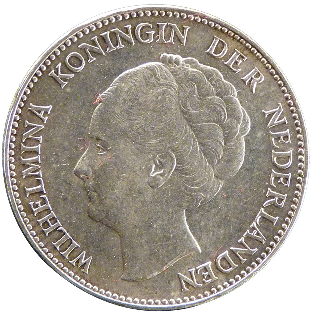 NETHERLANDS, Gulden, 1938, KM #161.1, AU(55-58), Silver, 28, 10.00