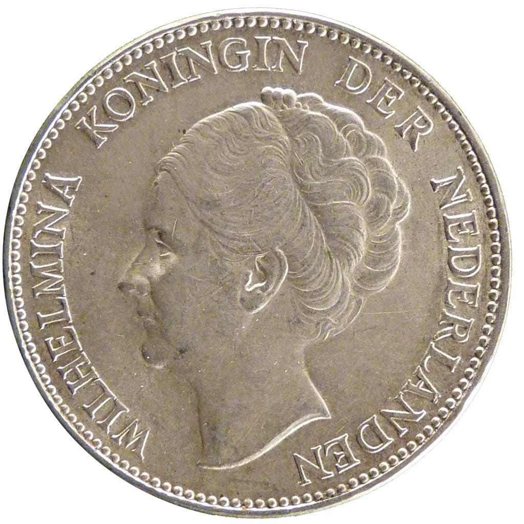 NETHERLANDS, Gulden, 1938, KM #161.1, AU(55-58), Silver, 28, 10.00